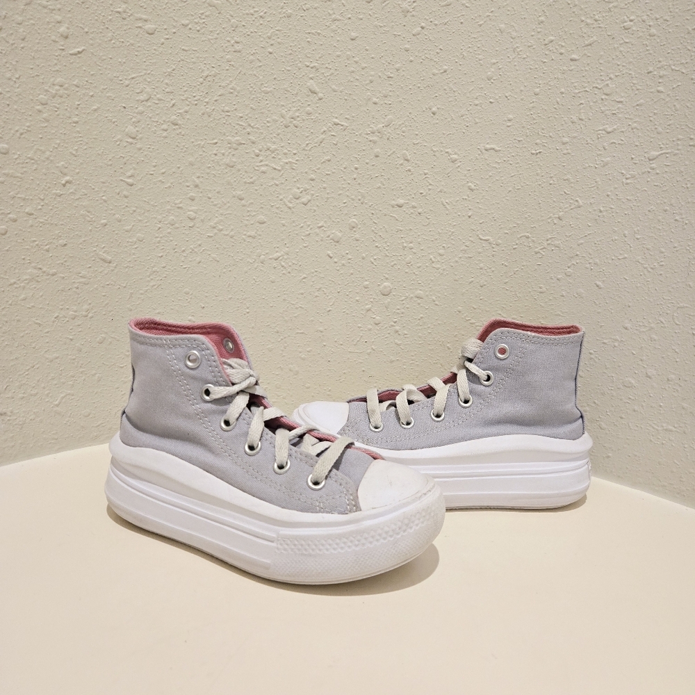Converse Kids Unisex High Top Grey Platform Sneakers Size 12